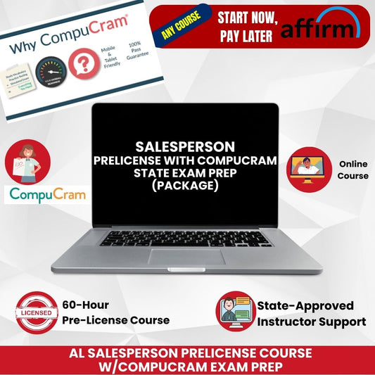 AL Real Estate Prelicense Course Online w/CompuCram State Exam Prep