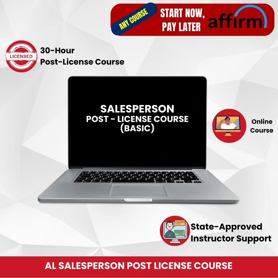 AL Real Estate "Post License" Course Online (Basic Package)